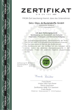 Zertifizierungsurkunde FRQM-LM7343-14001